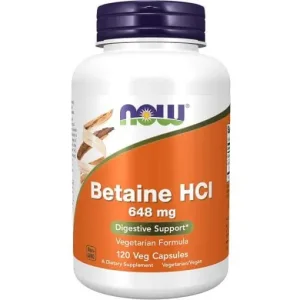 کپسول بهبود عملکرد گوارش بتائین NOW Betaine HCL (120 عددی)