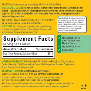 قرص آهن NatureMade Iron 65mg نیچرمید (150 عددی)