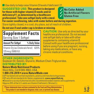 قرص ویتامین D3 5000iu نیچرمید NatureMade (100 عددی)