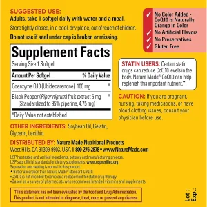 سافت ژل کوآنزیم NatureMade Coenzyme Q10 100mg نیچرمید (30 عددی)