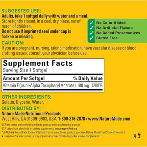 سافت ژل ویتامین NatureMade Vitamin E 180mg نیچرمید (120 عددی)