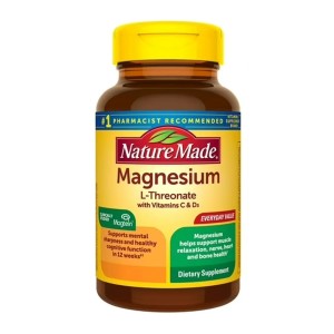 کپسول منیزیم ال-ترئونات NatureMade Magnesium L-Threonate + D3 + C نیچرمید (75 عددی)