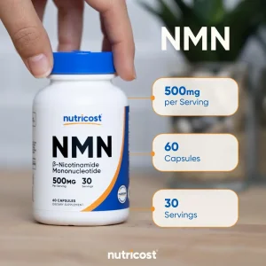 کپسول انرژی زا ، جوانساز نیکوتینامید مونونوکلئوتید نیوتریکاست Nutricost Nicotinamide Mononucleotide 500mg (60 عددی)
