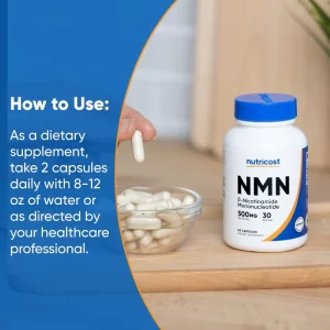 کپسول انرژی زا ، جوانساز نیکوتینامید مونونوکلئوتید نیوتریکاست Nutricost Nicotinamide Mononucleotide 500mg (60 عددی)