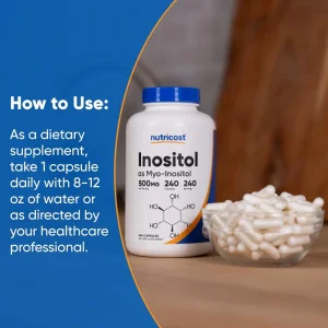 کپسول سلامت بدن اینوزیتول نیوتریکاست Nutricost Inositol 500mg (240 عددی)