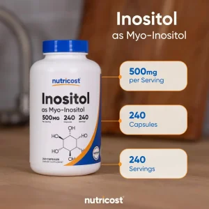 کپسول سلامت بدن اینوزیتول نیوتریکاست Nutricost Inositol 500mg (240 عددی)