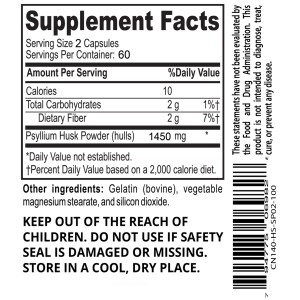 کپسول سلامت روده دانه اسفرزه پریمیوم Afterave Psyllium Seed Premium (120 عددی)