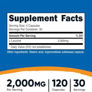 کپسول تقویت عضلات ال-لوسین نیوتریکاست Nutricost L-Leucine 500mg (120 عددی)