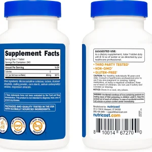 قرص آهن نیوتریکاست Nutricost Iron 36mg (240 عددی)