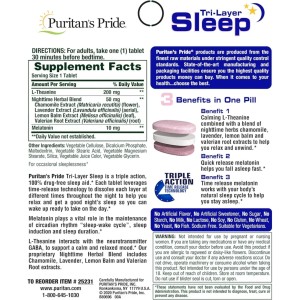 قرص چرخه خواب Puritan Pride Sleep Tri-layer پوریتان پراید (30 عددی)