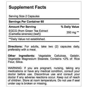 کپسول عصاره چای سبز کاتچین Puritan Pride EGCG 350mg پوریتان پراید (120 عددی)