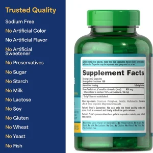 کپسول عصاره چای سبز Puritan Pride Green Tea 315mg پوریتان پراید (200 عددی)