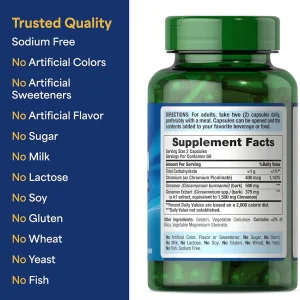 کپسول عصاره دارچین Puritan Pride Cinnamon Extract 2000mg پوریتان پراید (60 عددی)