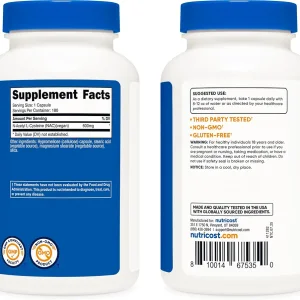 کپسول استیل سیستین نیوتریکاست Nutricost NAC N-Acetyl-L-Cysteine 600mg (180 عددی)