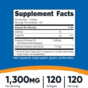 سافت ژل روغن گل مغربی نیوتریکاست Nutricost Evening Primrose Oil 1300mg (120 عددی)