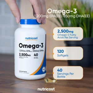 سافت ژل امگا 3 نیوتریکاست Nutricost Omega 3 (120 عددی)