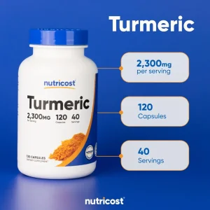 کپسول زردچوبه نوتریکاست Nutricost Turmeric Curcumin 2300mg (120 عددی)