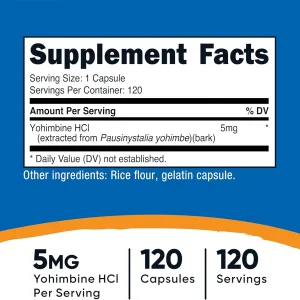 کپسول بهبود سلامت آقایان نیوتریکاست Nutricost Yohimbine 5mg (120 عددی)