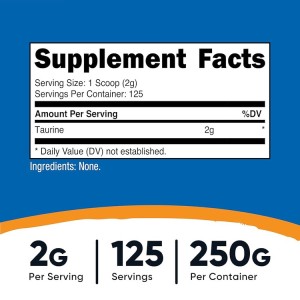 پودر ال-تائورین نوتریکاست Nutricost L-Taurine 1000mg (250 گرم))