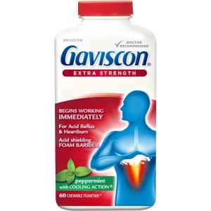 قرص جویدنی رفلاکس و سوزش معده گاویسکون Gaviscon Extra Strength Tablets (60 عددی)