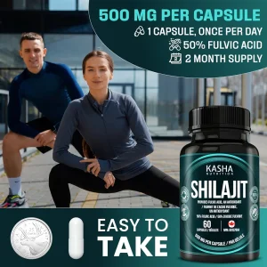 کپسول انرژی زا ، جوانساز ، تقویت قوای جسمی کاشا نوتریشن Kasha Nutrition Shilajit 500mg (60 عددی)