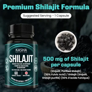 کپسول انرژی زا ، جوانساز ، تقویت قوای جسمی کاشا نوتریشن Kasha Nutrition Shilajit 500mg (60 عددی)