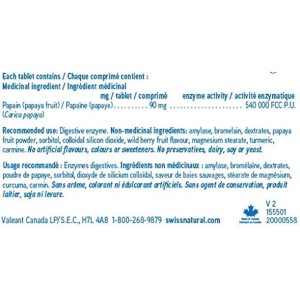 قرص جویدنی مکمل آنزیم پاپایا Swiss Natural Papaya Enzyme (90 عددی)