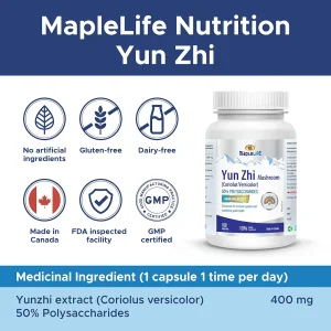 کپسول تقویت سیستم ایمنی بدن قارچ یان جی MapleLife Yun Zhi Mushroom 400mg (100 عددی)