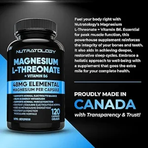 کپسول منیزیم ال-ترئونات Nutratology Magnesium L-Threonate + B6 (120 عددی)