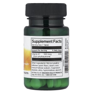 قرص ویتامین Swanson K1 100mcg سوانسون (100 عددی)