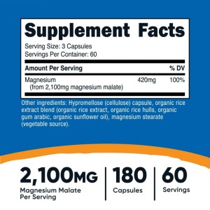 کپسول منیزیم مالات نوتریکاست Nutricost Magnesium Malate 2100mg (180 عددی)