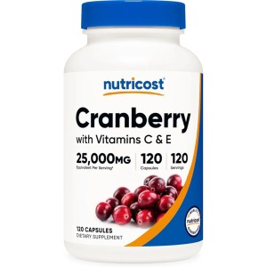 کپسول بهبود سلامت مجاری کرن بری نوتریکاست Nutricost Cranberry 25.000mg (120 عددی)