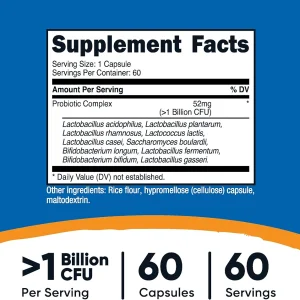 کپسول پروبیوتیک 10 میلیارد Nutricost Probiotic Complex 10 Billion (60 عددی)