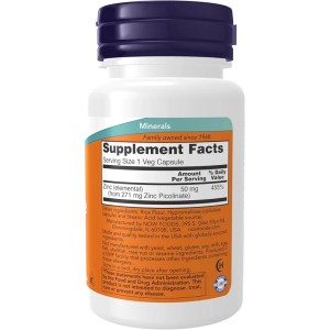 کپسول گیاهی زینک پیکولینات NOW Foods Zinc Picolinate 50mg (60 عددی)