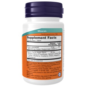 قرص مس NOW Foods Copper Glysinate 3mg (120 عددی)