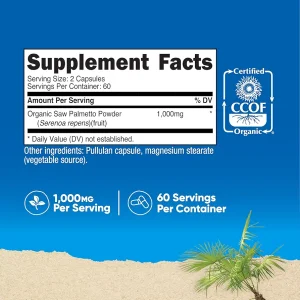 کپسول عصاره ساوپالمتو نوتریکاست Nutricost Saw Palmetto 1000mg (120 عددی)