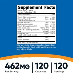 کپسول ویتامین ب کمپلکس Nutricost B Complex 462mg (120 عددی)