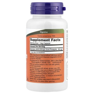 کپسول گیاهی بهبود گوارش بروملین NOW Foods Bromelain 500mg (60 عددی)