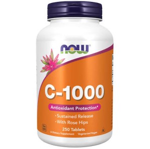 قرص ویتامین NOW Foods Vitamin C 1000mg With Rose Hips (250 عددی)