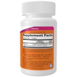 سافت ژل ویتامین NOW Foods D3 50.000iu (12 عددی)
