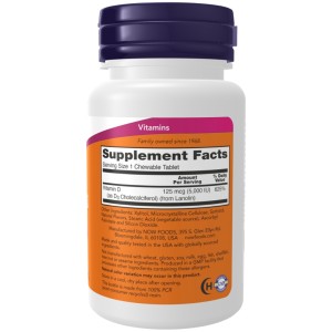 قرص ویتامین جویدنی NOW Foods D3 5000iu Chewables (120 عددی)