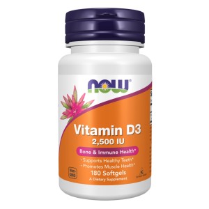 سافت ژل ویتامین NOW Foods D3 2500iu (180 عددی)