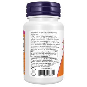 سافت ژل ویتامین NOW Foods D3 2500iu (180 عددی)