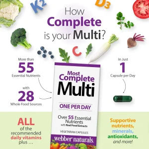 کپسول گیاهی مولتی ویتامین بانوان بالای 50 سال Webber Naturals Women’s +50 Multi Vitamin وبر نچرالز (90 عددی)