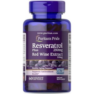 کپسول سلامت قلب و عروق رسوراترول  Puritan Pride Resveratrol 250mg پوریتان پراید (60 عددی)
