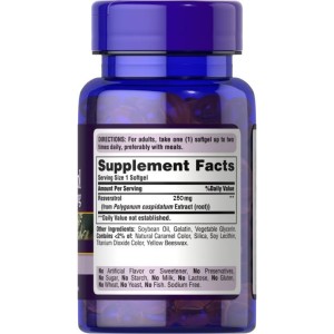 کپسول سلامت قلب و عروق رسوراترول  Puritan Pride Resveratrol 250mg پوریتان پراید (60 عددی)
