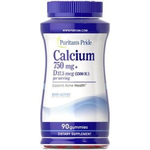 پاستیل کلسیم Puritan Pride Calcium 750mg پوریتان پراید (90 عددی)