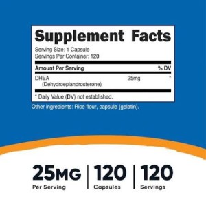 کپسول دهیدروپیاندروسترون نوتریکاست Nutricost DHEA 25mg (120 عددی)