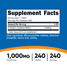 کپسول استیل سیستین نوتریکاست Nutricost NAC N-Acetyl-L-Cysteine 1000mg (240 عددی)