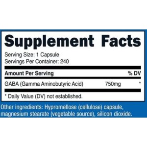 کپسول گابا آمینو بوتیریک اسید نوتریکاست Nutricost GABA (Gamma Aminobutyric Acid) 750mg (240 عددی)